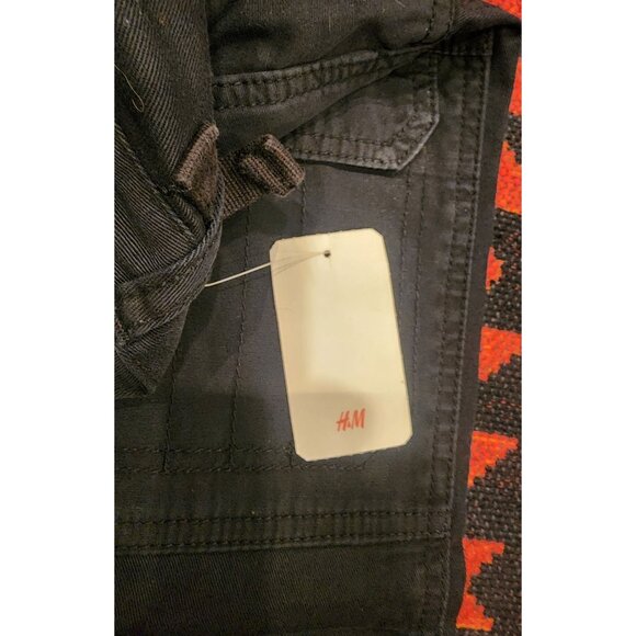 NEW Y2K Women's H&M Black Cargo Pants Size 12 Multiple Pockets 100% Cotton - Picture 9 of 16